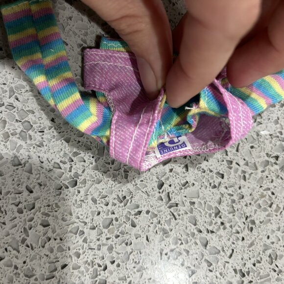 Vintage 80s 90s Barbie Doll Clothes Outfit Long Sleeve Top Skirt Purple Stripe - Picture 2 of 4